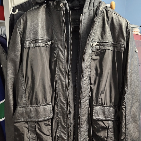 Guess Leather jacket with detachable hood - Picture 2 of 3